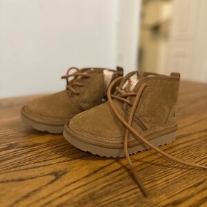 Tan UGG toddler ankle boots